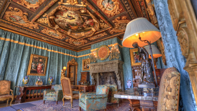 Fireplace chair lamp painting ceiling free wallpaper - medium preview image