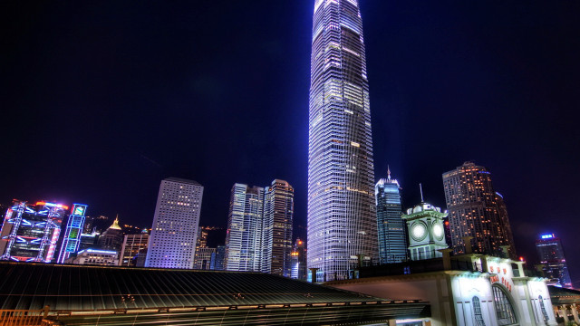 Tokyo night cityscape skyscraper clocktower free wallpaper - medium preview image
