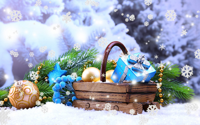Christmas decorations snow basket ornaments free wallpaper - medium preview image