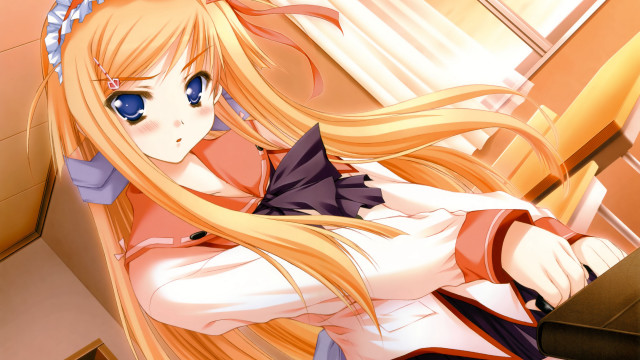 Blonde girl blue eyes classroom free wallpaper - medium preview image