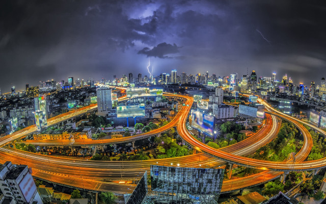 City traffic lightning storm tokyo free wallpaper - medium preview image