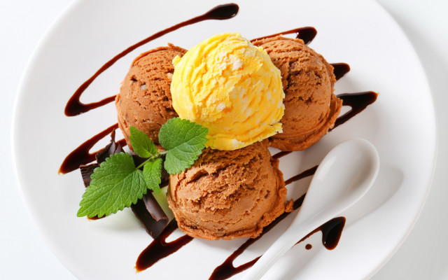 Ice cream plate scoops spoon free wallpaper - medium preview image