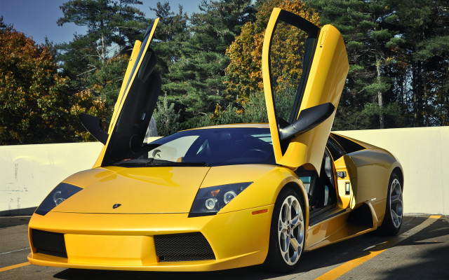 Yellow sports car open doors #5 free wallpaper - medium preview image