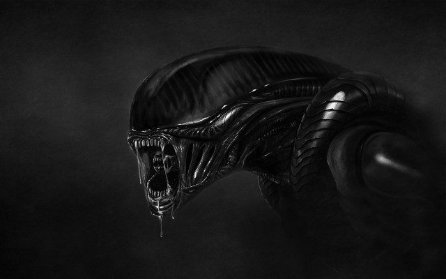 Alien head armor sword greyscale free wallpaper - medium preview image