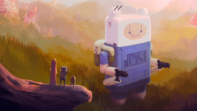 Cartoon gun field trees mountains free wallpaper - medium preview image