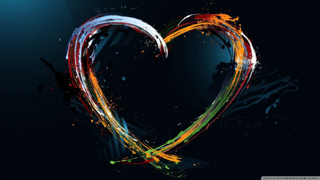 Heart shaped paint splatters black free wallpaper - medium preview image
