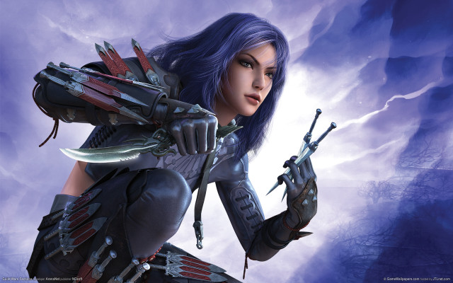 Blue hair woman epic fantasy free wallpaper - medium preview image