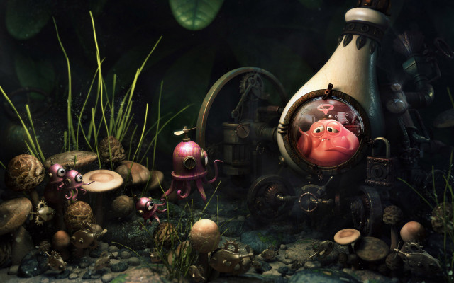 Forest animals plants lightbulb surreal free wallpaper - medium preview image