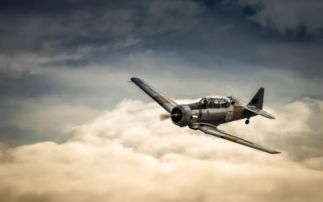 Small airplane cloudy sky dusk free wallpaper - medium preview image