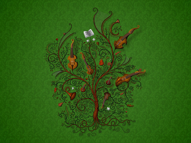 Tree musical instruments guitar branches free wallpaper - medium preview image