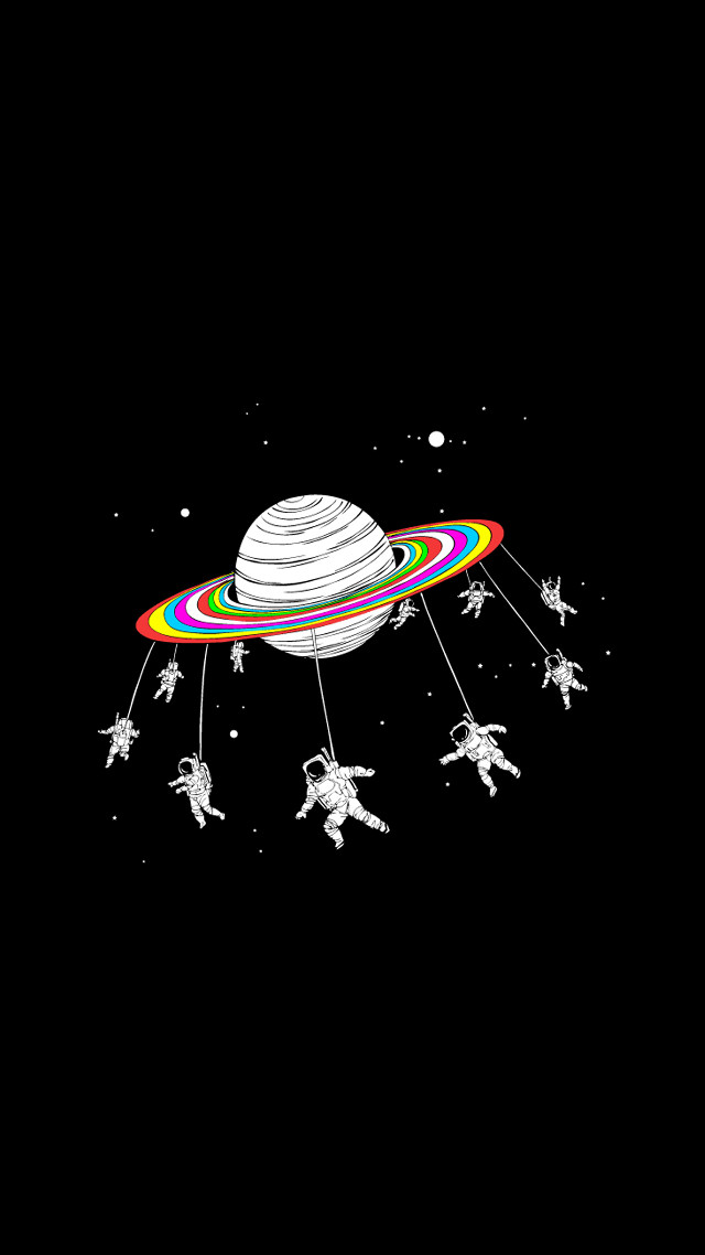 Saturn rainbow ring space people free wallpaper - medium preview image