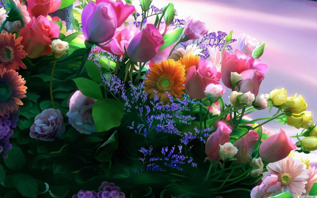 Flowers vase table pink background free wallpaper - medium preview image