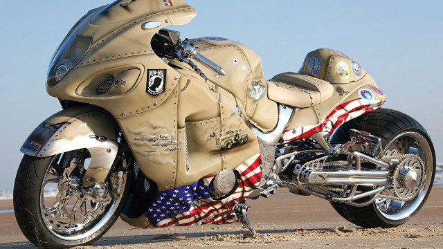 Motorcycle flag beach dunes airbrush free wallpaper - medium preview image