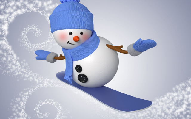Snowboarder blue hat scarf snowflake free wallpaper - medium preview image