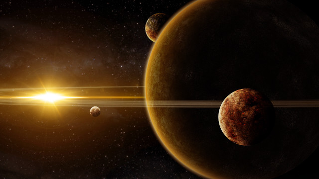 Planets brightlight starrysky aurora astronaut free wallpaper - medium preview image