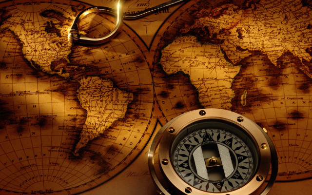Compass scissors map clock gear free wallpaper - medium preview image