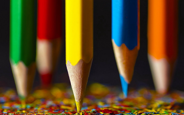 Colored pencils autumn leaves fire free wallpaper - medium preview image