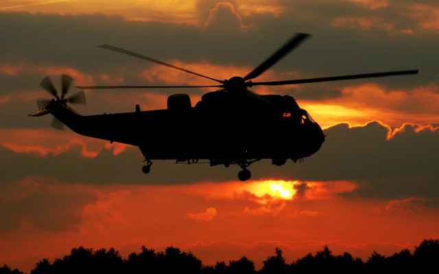 Helicopter sunset clouds bird fire free wallpaper - medium preview image