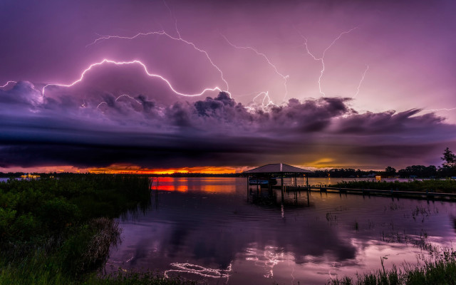 Storm lake dock purple sunset free wallpaper - medium preview image