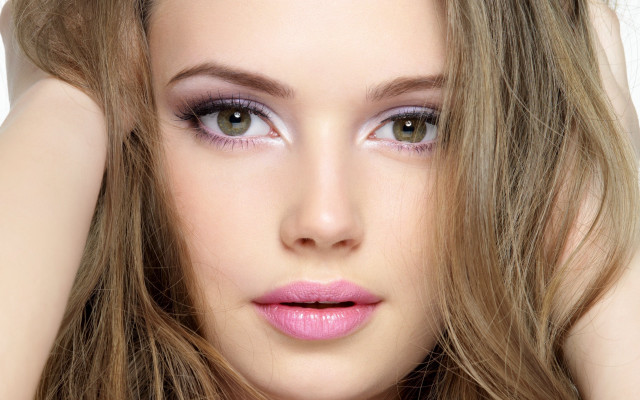 Woman longhair pinklips closeup realistic free wallpaper - medium preview image