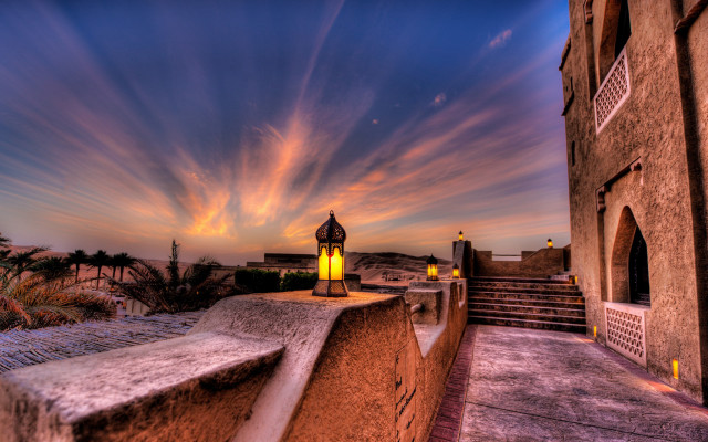 Building stairway cloudy sky dusk free wallpaper - medium preview image