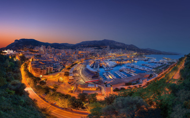 City harbor boats mountain night free wallpaper - medium preview image