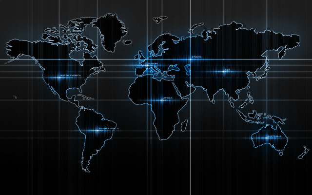 Blue black world map hologram #2 free wallpaper - medium preview image
