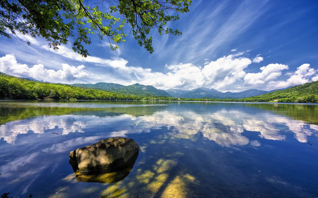 Lake rock mountain clouds sky #2 free wallpaper - medium preview image