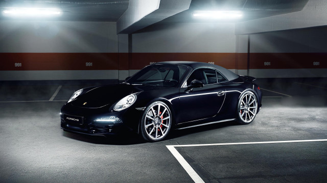 Black porsche parking garage 3d free wallpaper - medium preview image