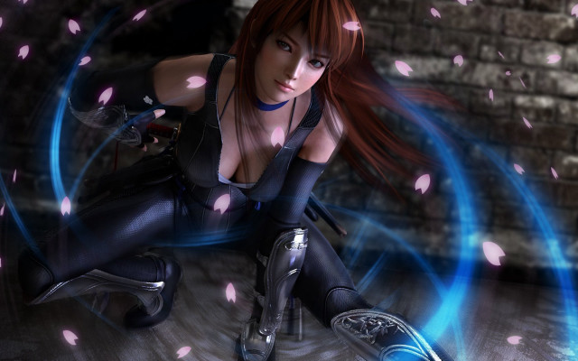 Red haired woman sword ninja free wallpaper - medium preview image