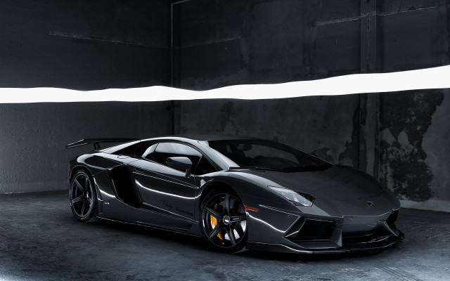 Black sports car dark room free wallpaper - medium preview image