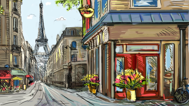 Street bicycle building streetlight architecture free wallpaper - medium preview image