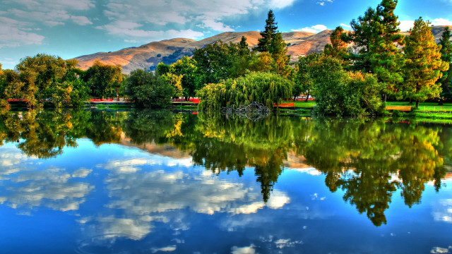 Lake mountains trees cloudy sky #20 free wallpaper - medium preview image