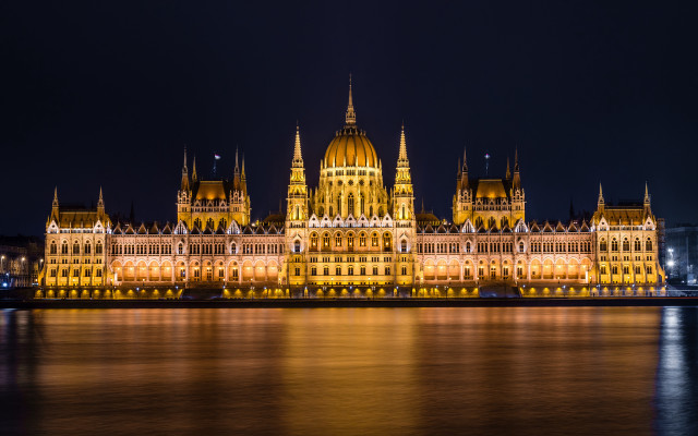 Large building clock night lights free wallpaper - medium preview image