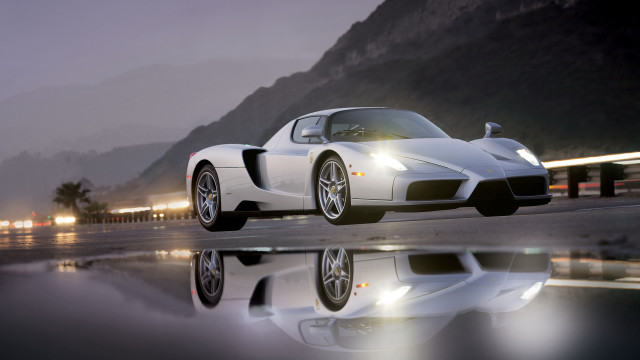 White sports car mountain night free wallpaper - medium preview image