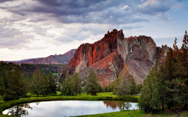 Mountain lake forest cloudy sky #3 free wallpaper - medium preview image
