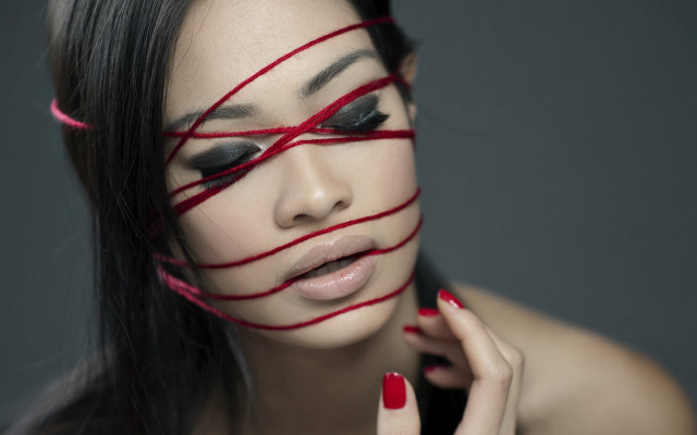 Red lines woman chen lu free wallpaper - medium preview image