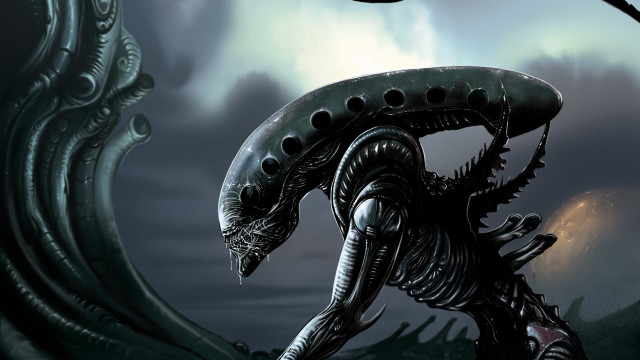 Alien giant head body cloudy free wallpaper - medium preview image