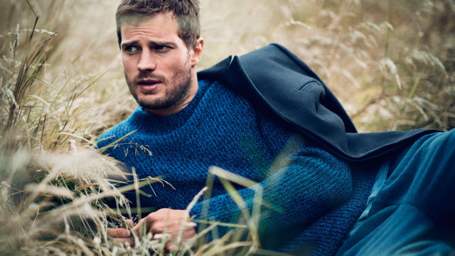 Man blue sweater tall grass free wallpaper - medium preview image