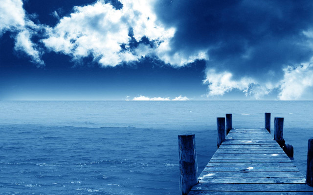 Pier ocean cloudy sky boat #2 free wallpaper - medium preview image
