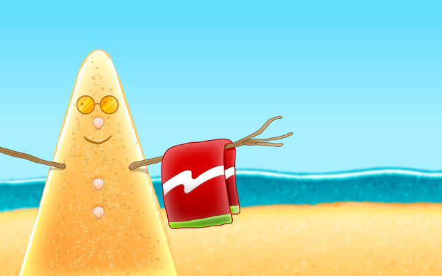 Cartoon beach red bucket towel free wallpaper - medium preview image