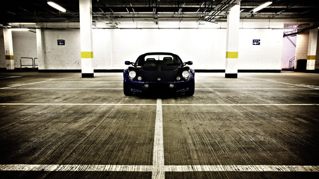 Parking garage car symmetry tiltshift free wallpaper - medium preview image