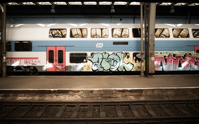 Train graffiti station platform multiple free wallpaper - medium preview image
