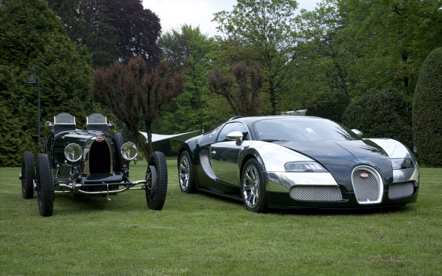 Bugatti car field grass trees free wallpaper - medium preview image