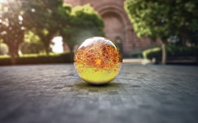 Yellow ball building trees bokeh free wallpaper - medium preview image