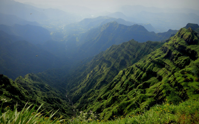 Valley mountains bird mattepainting nature free wallpaper - medium preview image