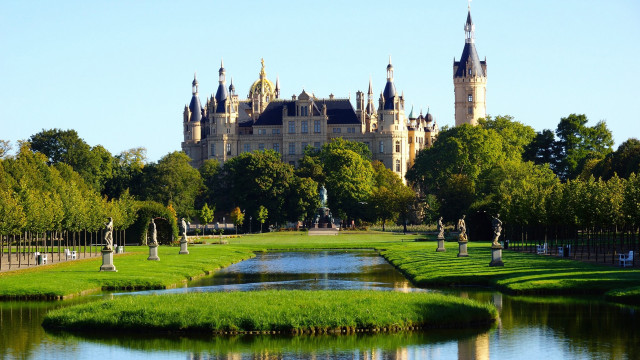 Castle pond statue neo gothic free wallpaper - medium preview image
