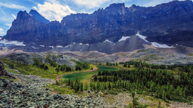 Mountain lake forest sky landscape free wallpaper - medium preview image