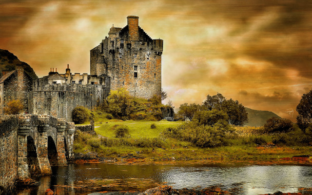 Castle bridge river cloudy sky #2 free wallpaper - medium preview image