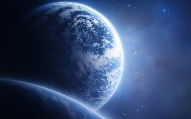 Blue planet light starry night free wallpaper - medium preview image